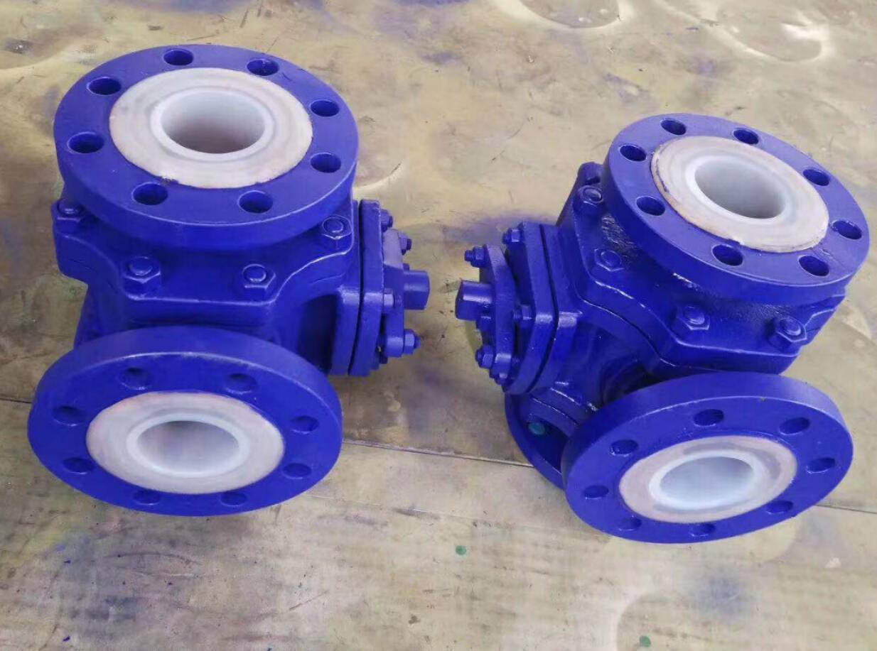 氣動三通襯氟球閥