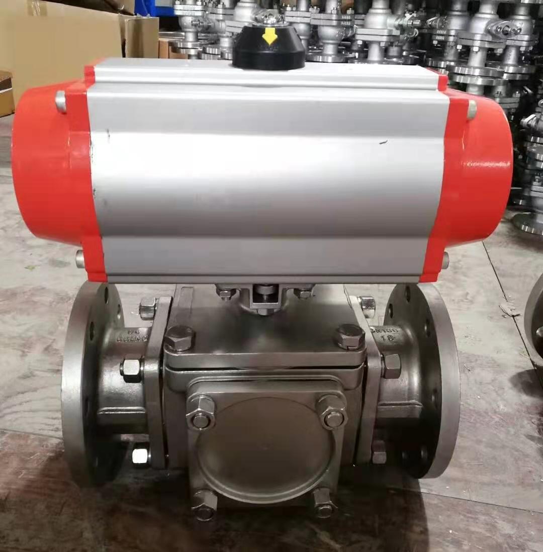 氣動高平臺法蘭三通球閥